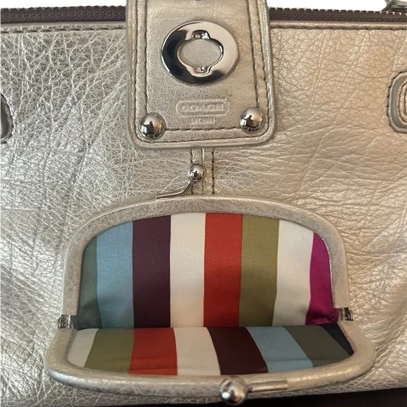 RARE Vintage Coach Legacy Metallic Leather Bridgit Clutch Purse Limited Edition - Picture 2 of 16